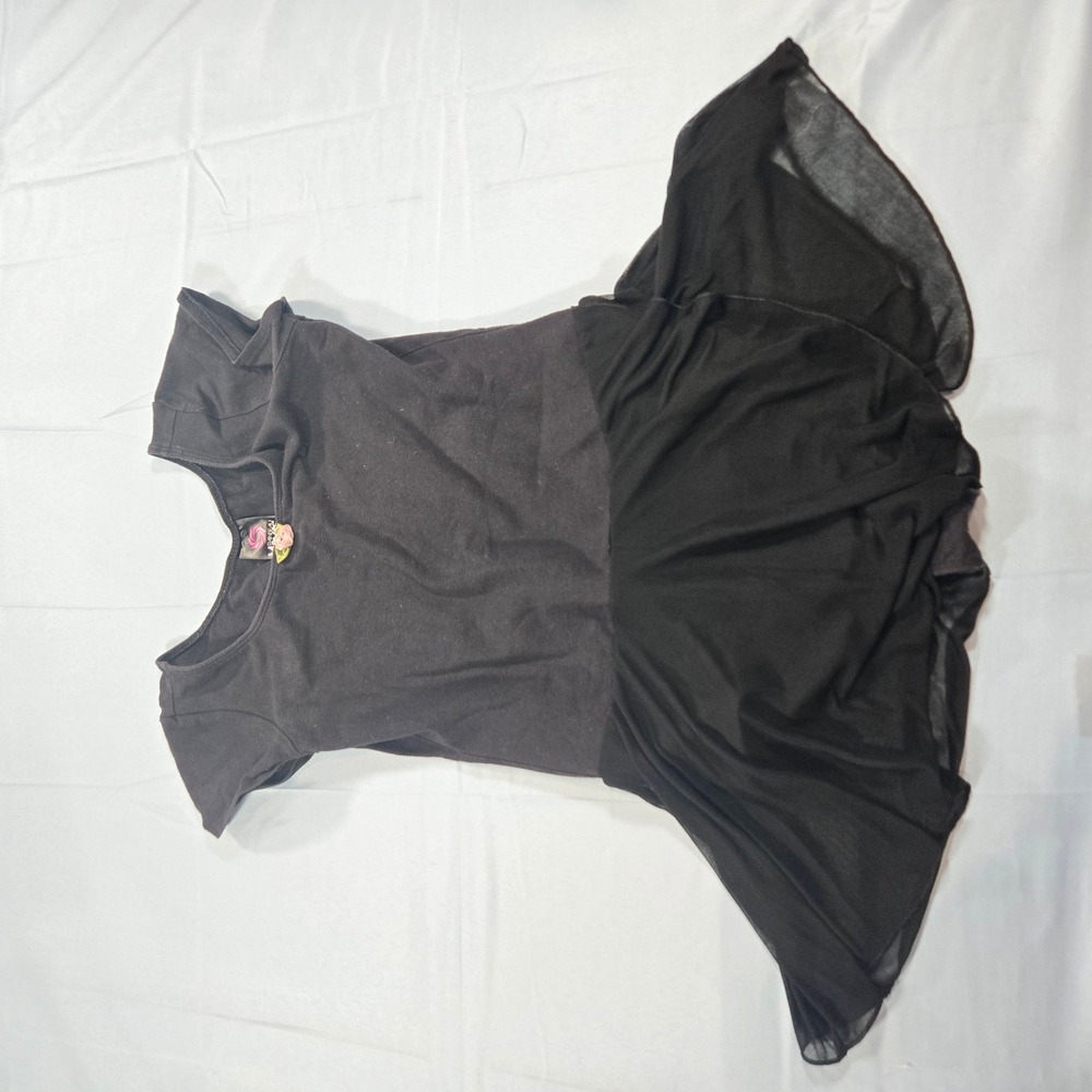 Rainbeau Moves Girls Black Short Sleeve Skirted Dance Leotard XL RB6533G